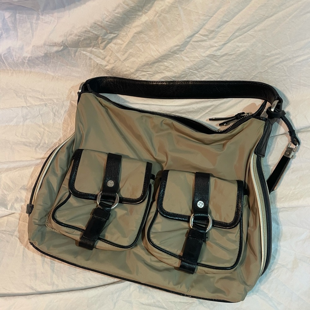 Cole Haan Magnetic Buckle Dark Beige Handbag